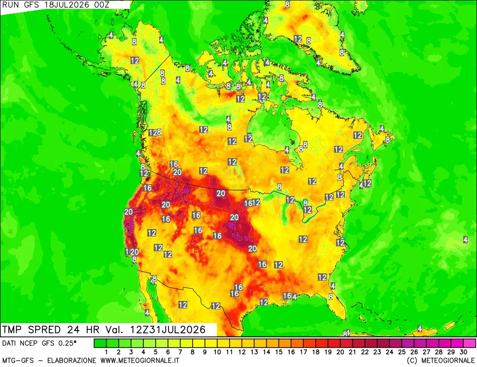 mappa Differenza TMax-TMin 24 ore