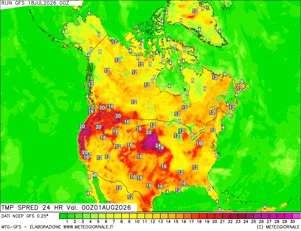 mappa Differenza TMax-TMin 24 ore