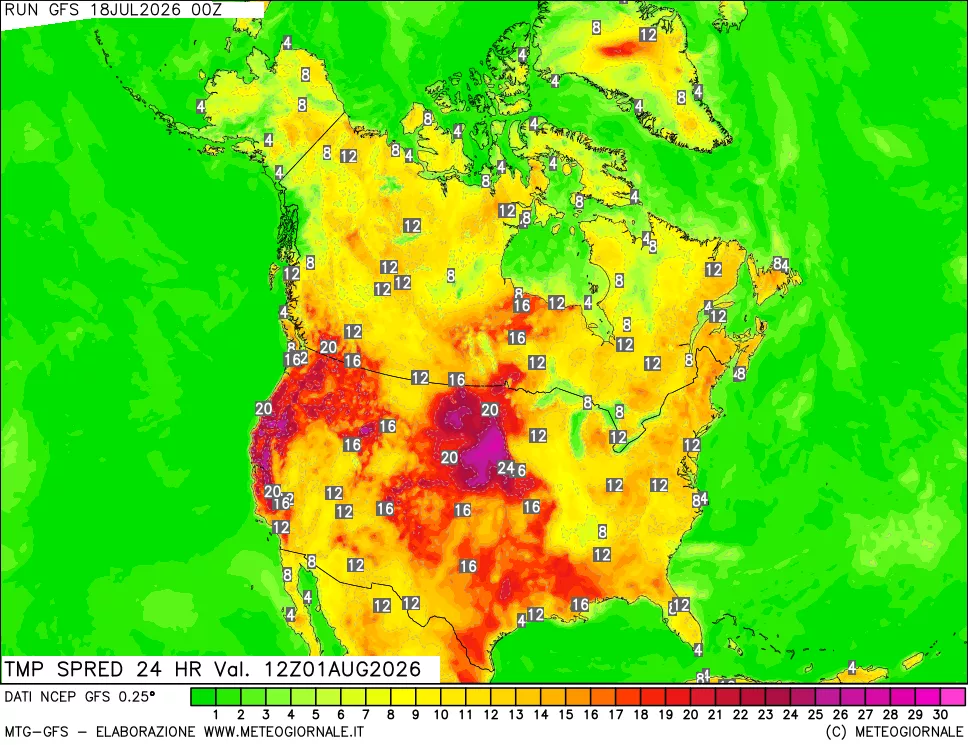 mappa Differenza TMax-TMin 24 ore