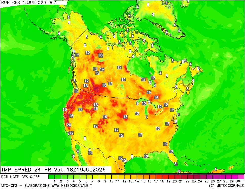 mappa Differenza TMax-TMin 24 ore