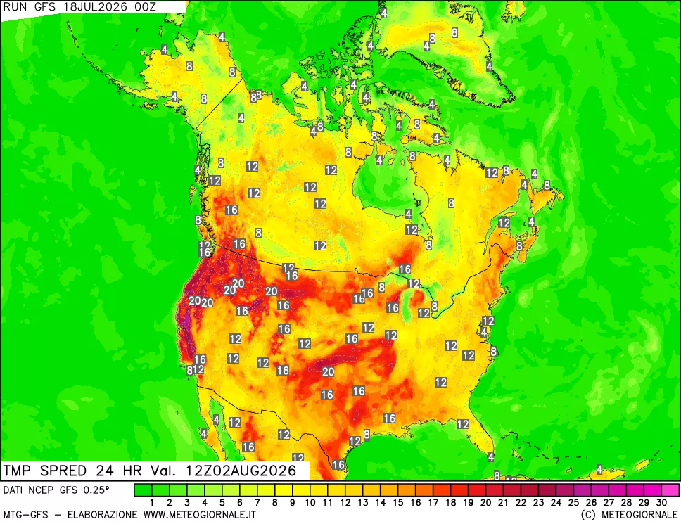 mappa Differenza TMax-TMin 24 ore
