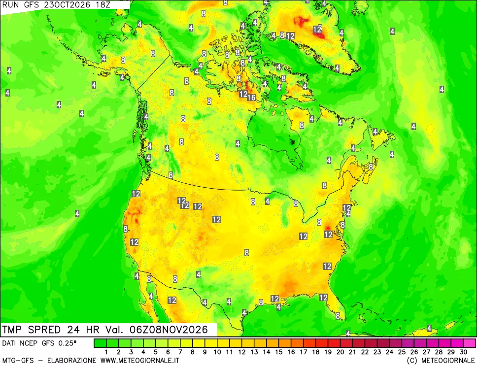 mappa Differenza TMax-TMin 24 ore