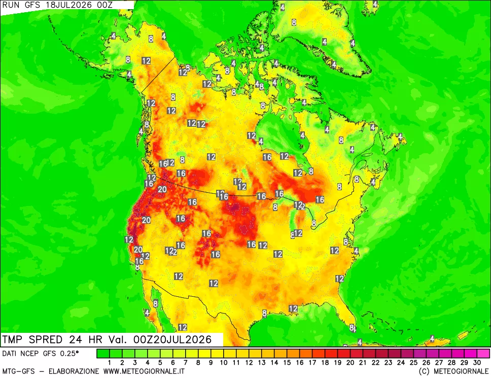 mappa Differenza TMax-TMin 24 ore
