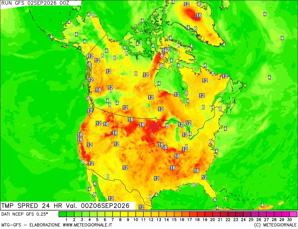 mappa Differenza TMax-TMin 24 ore