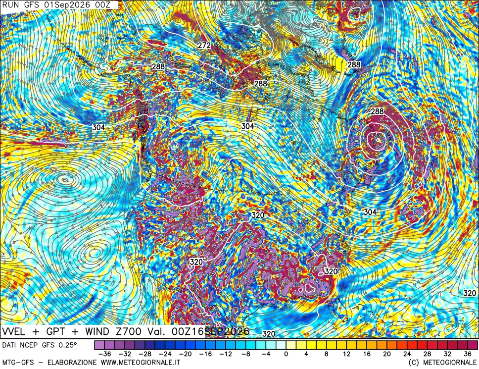 mappa 700 hPa Velocità verticiali + GPT + Vento