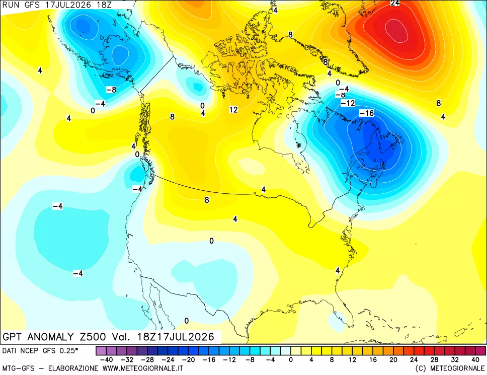 mappa 500 hPa GPT Anomaly vs Cli.No 1981-2010