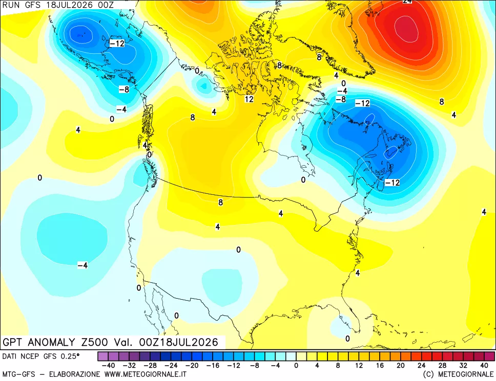mappa 500 hPa GPT Anomaly vs Cli.No 1981-2010
