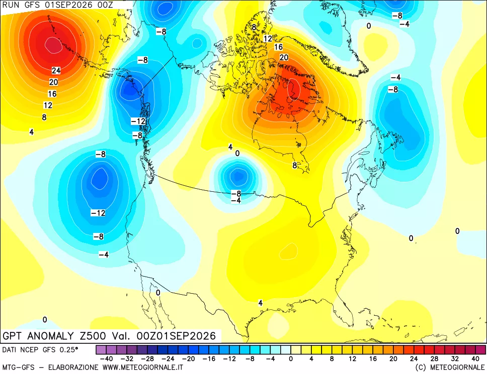 mappa 500 hPa GPT Anomaly vs Cli.No 1981-2010