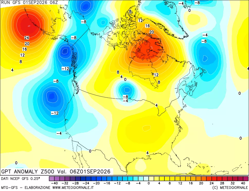 mappa 500 hPa GPT Anomaly vs Cli.No 1981-2010