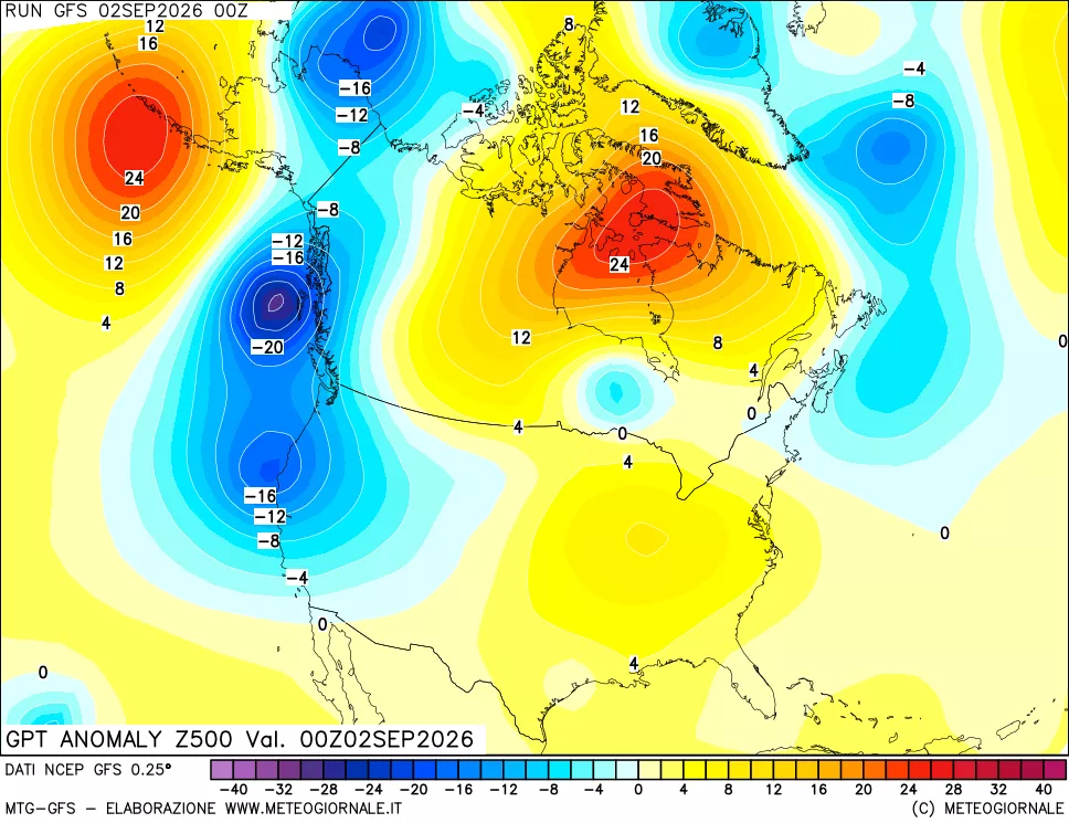 mappa 500 hPa GPT Anomaly vs Cli.No 1981-2010