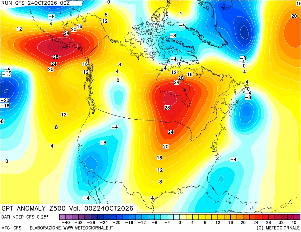 mappa 500 hPa GPT Anomaly vs Cli.No 1981-2010