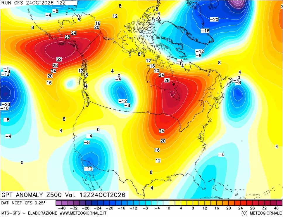 mappa 500 hPa GPT Anomaly vs Cli.No 1981-2010
