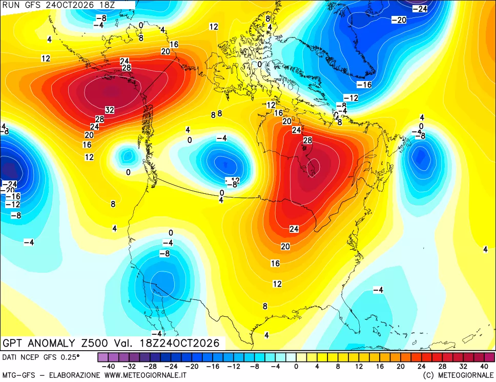 mappa 500 hPa GPT Anomaly vs Cli.No 1981-2010