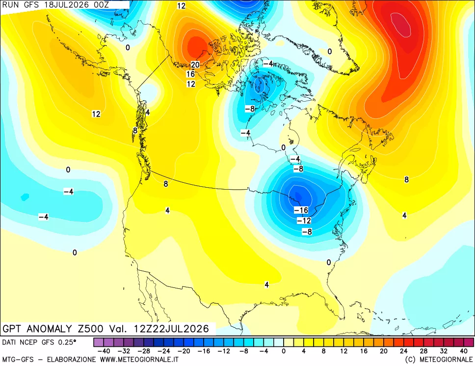 mappa 500 hPa GPT Anomaly vs Cli.No 1981-2010