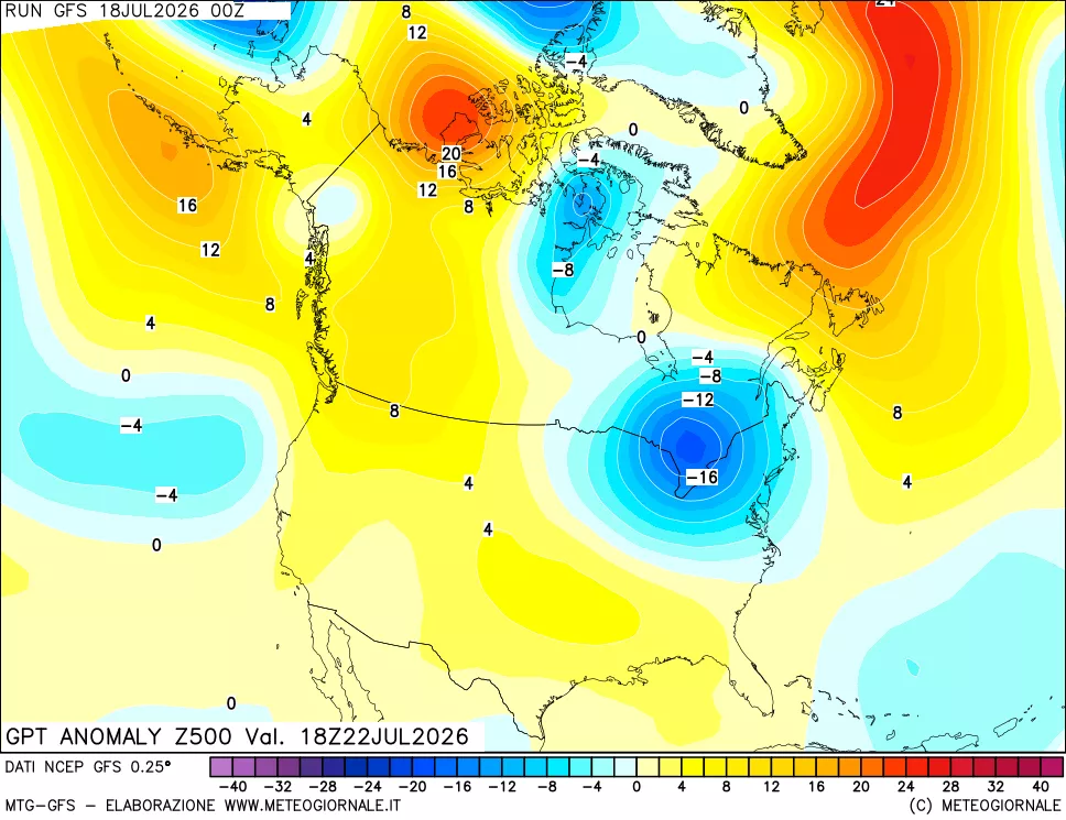 mappa 500 hPa GPT Anomaly vs Cli.No 1981-2010