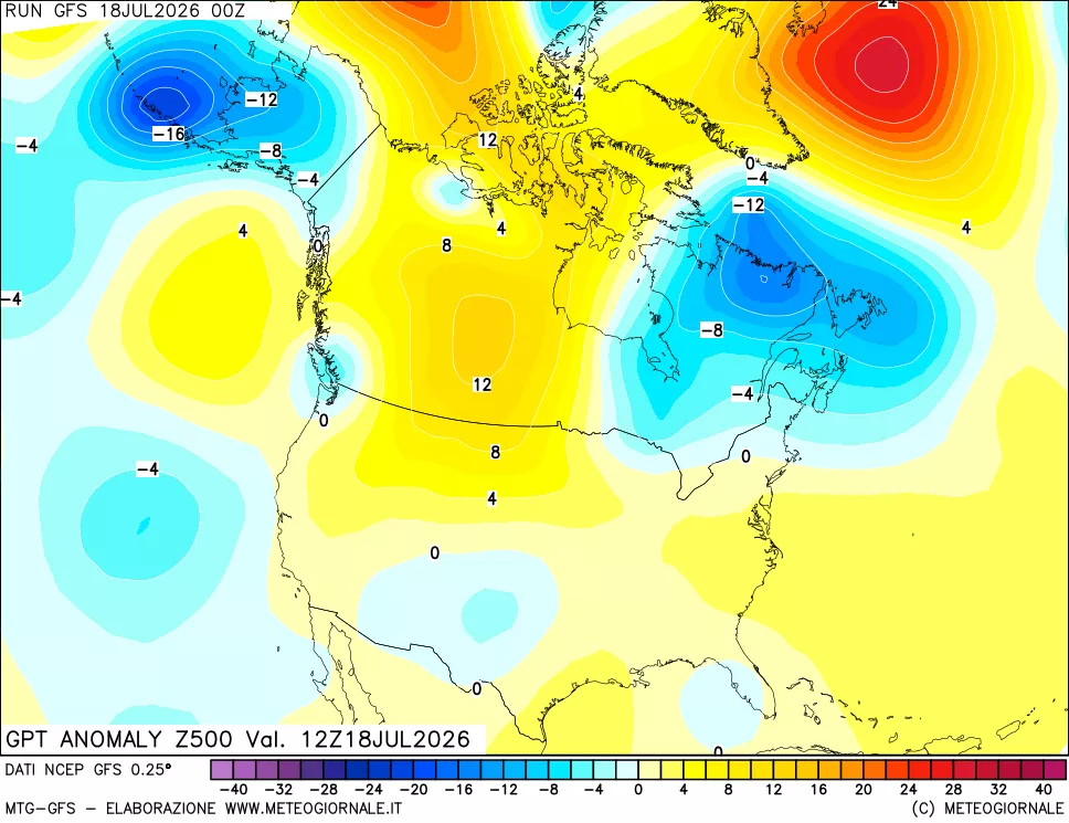 mappa 500 hPa GPT Anomaly vs Cli.No 1981-2010