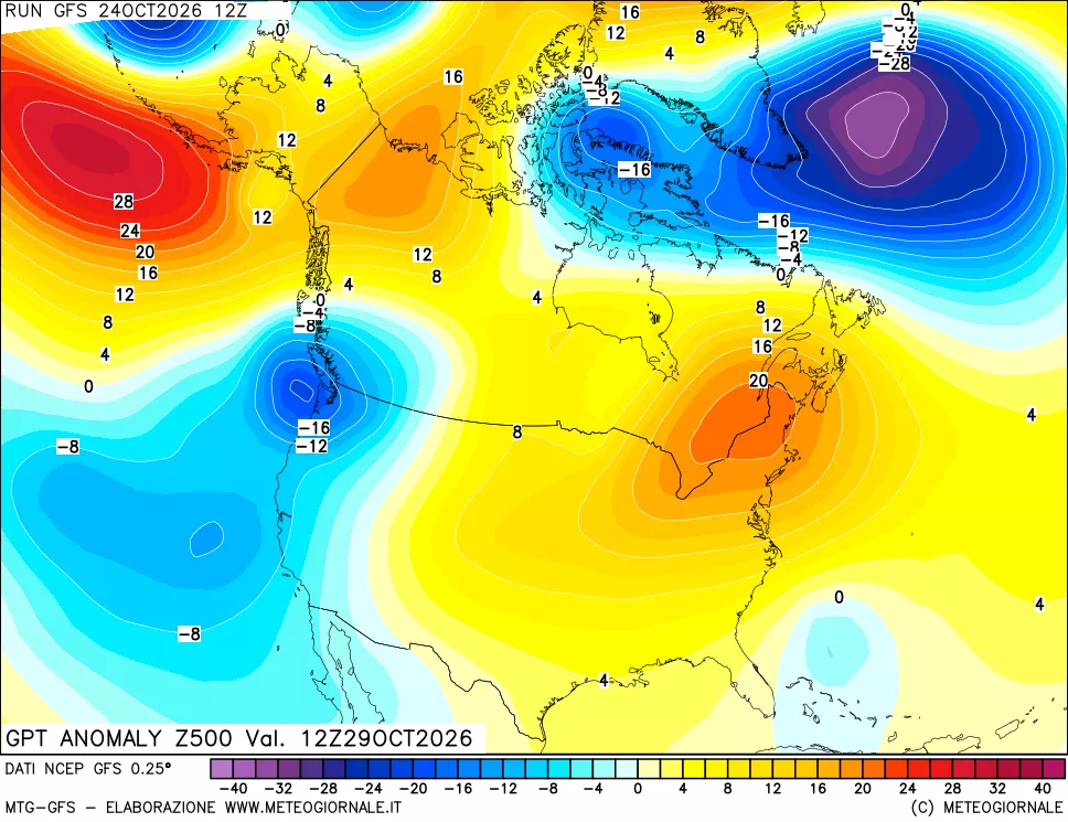 mappa 500 hPa GPT Anomaly vs Cli.No 1981-2010