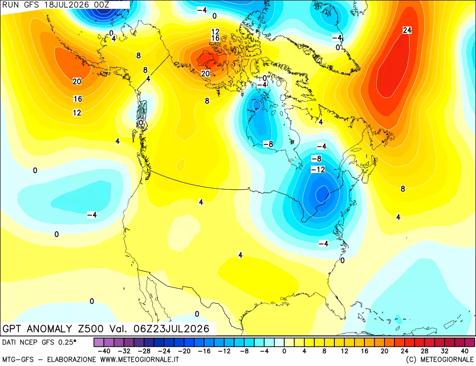 mappa 500 hPa GPT Anomaly vs Cli.No 1981-2010