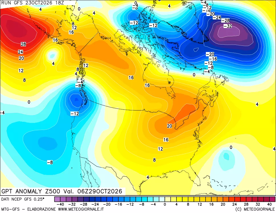 mappa 500 hPa GPT Anomaly vs Cli.No 1981-2010