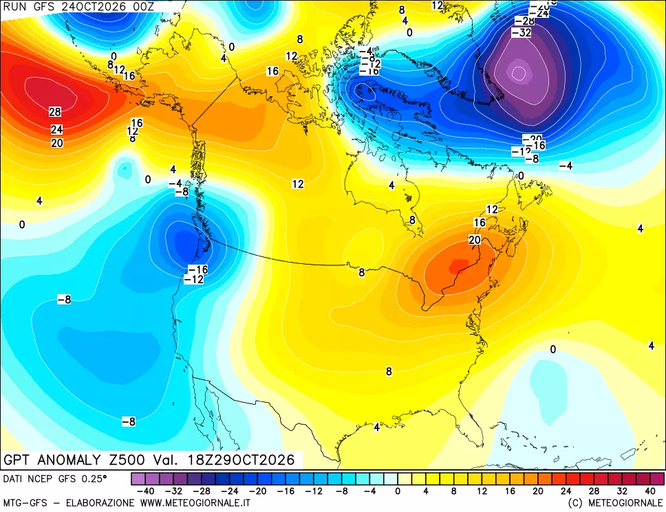 mappa 500 hPa GPT Anomaly vs Cli.No 1981-2010