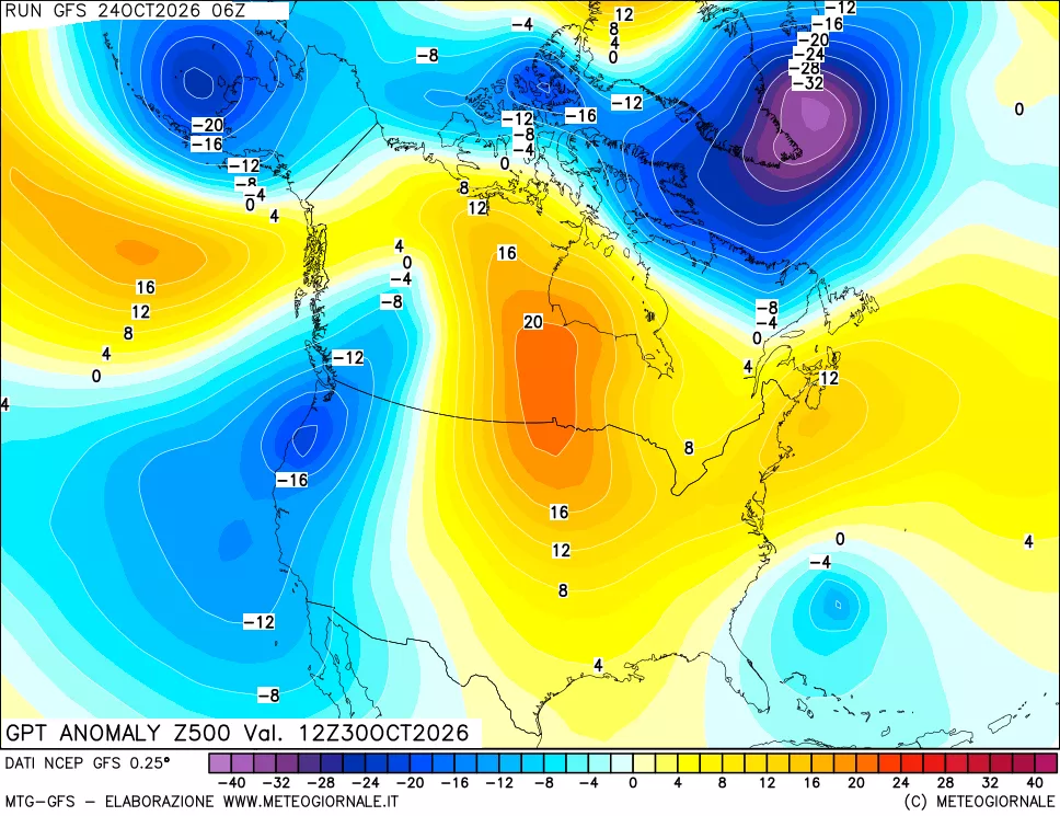 mappa 500 hPa GPT Anomaly vs Cli.No 1981-2010