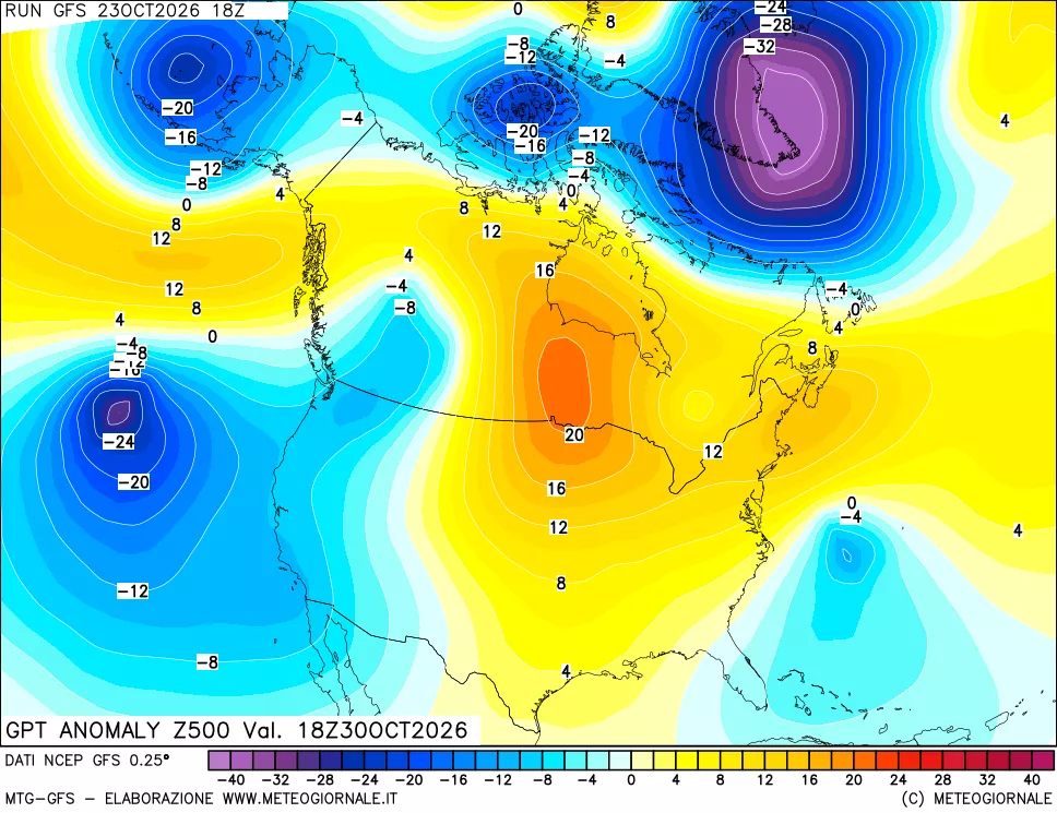 mappa 500 hPa GPT Anomaly vs Cli.No 1981-2010