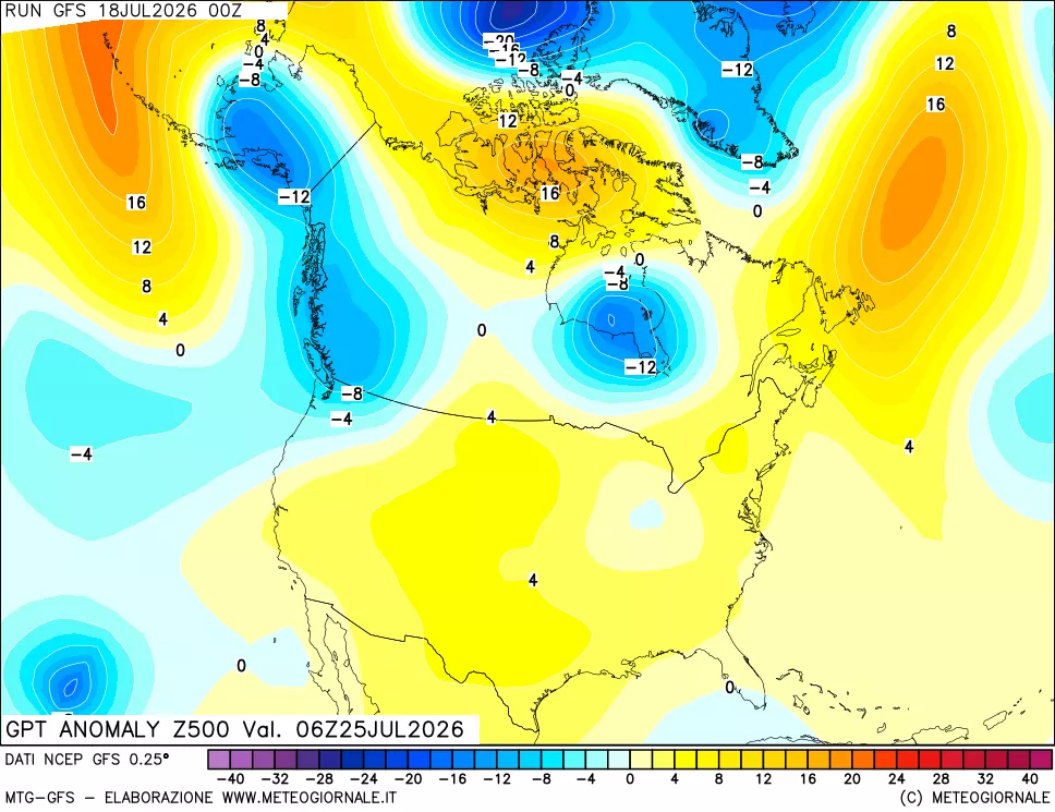 mappa 500 hPa GPT Anomaly vs Cli.No 1981-2010