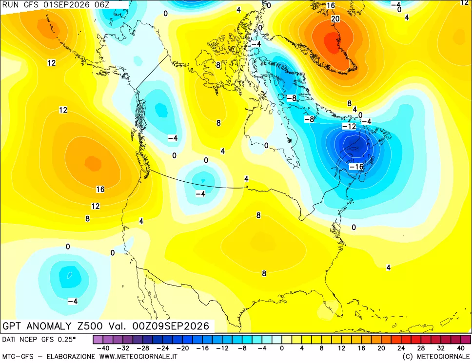 mappa 500 hPa GPT Anomaly vs Cli.No 1981-2010