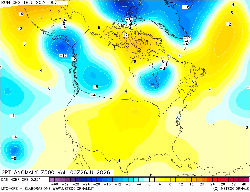 mappa 500 hPa GPT Anomaly vs Cli.No 1981-2010