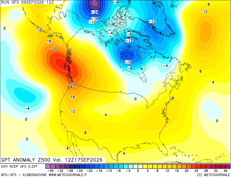 mappa 500 hPa GPT Anomaly vs Cli.No 1981-2010