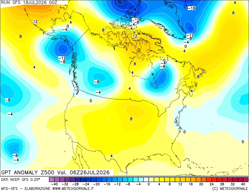 mappa 500 hPa GPT Anomaly vs Cli.No 1981-2010