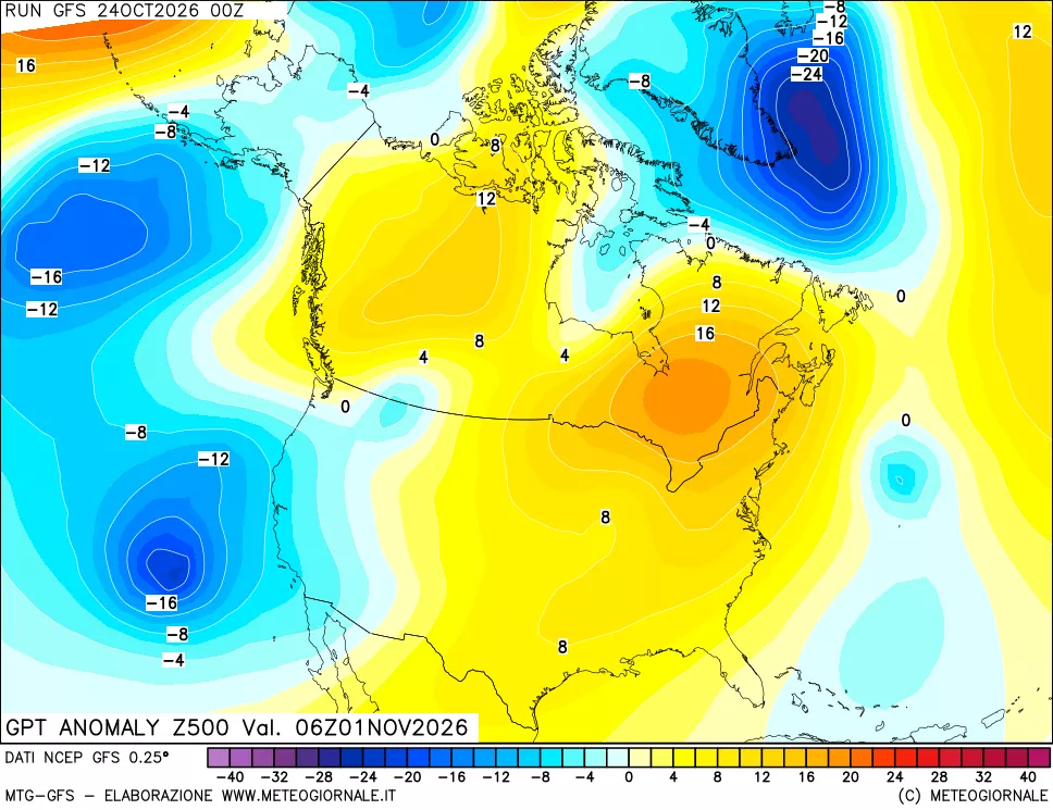 mappa 500 hPa GPT Anomaly vs Cli.No 1981-2010