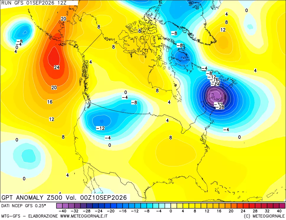 mappa 500 hPa GPT Anomaly vs Cli.No 1981-2010