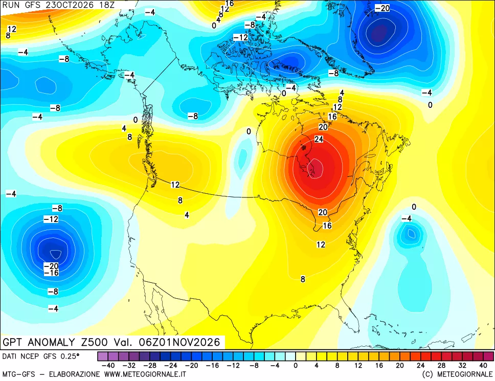 mappa 500 hPa GPT Anomaly vs Cli.No 1981-2010
