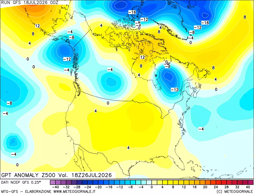 mappa 500 hPa GPT Anomaly vs Cli.No 1981-2010