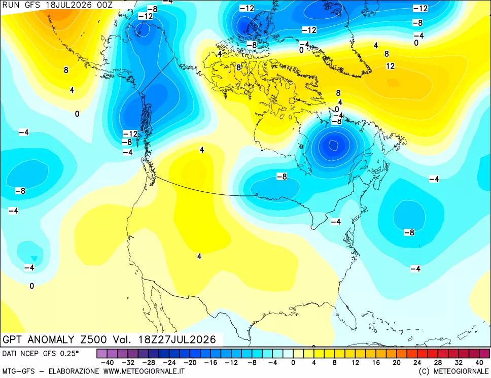 mappa 500 hPa GPT Anomaly vs Cli.No 1981-2010