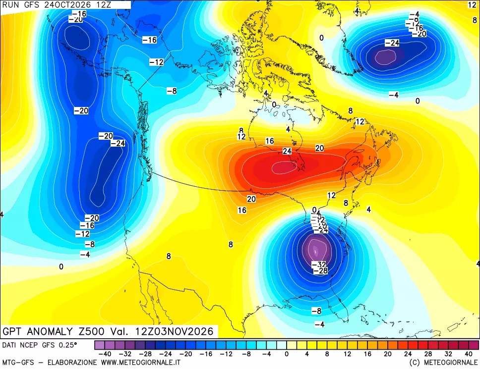 mappa 500 hPa GPT Anomaly vs Cli.No 1981-2010