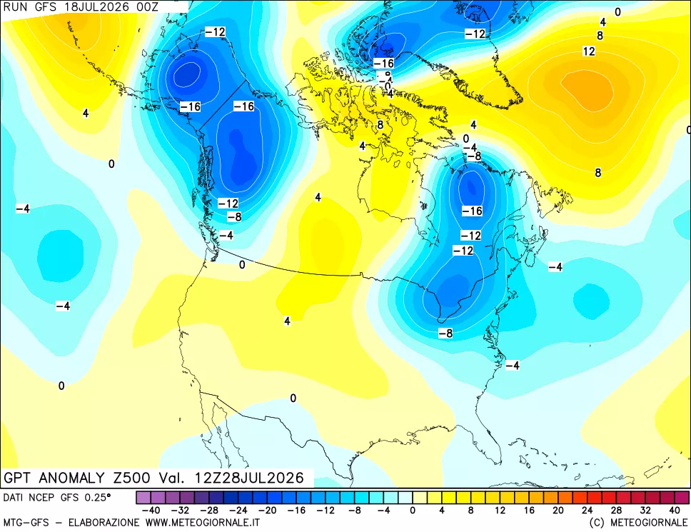 mappa 500 hPa GPT Anomaly vs Cli.No 1981-2010