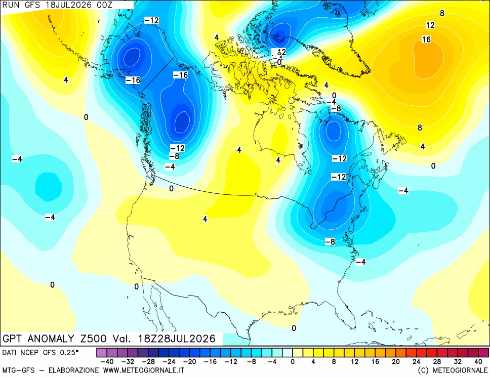 mappa 500 hPa GPT Anomaly vs Cli.No 1981-2010