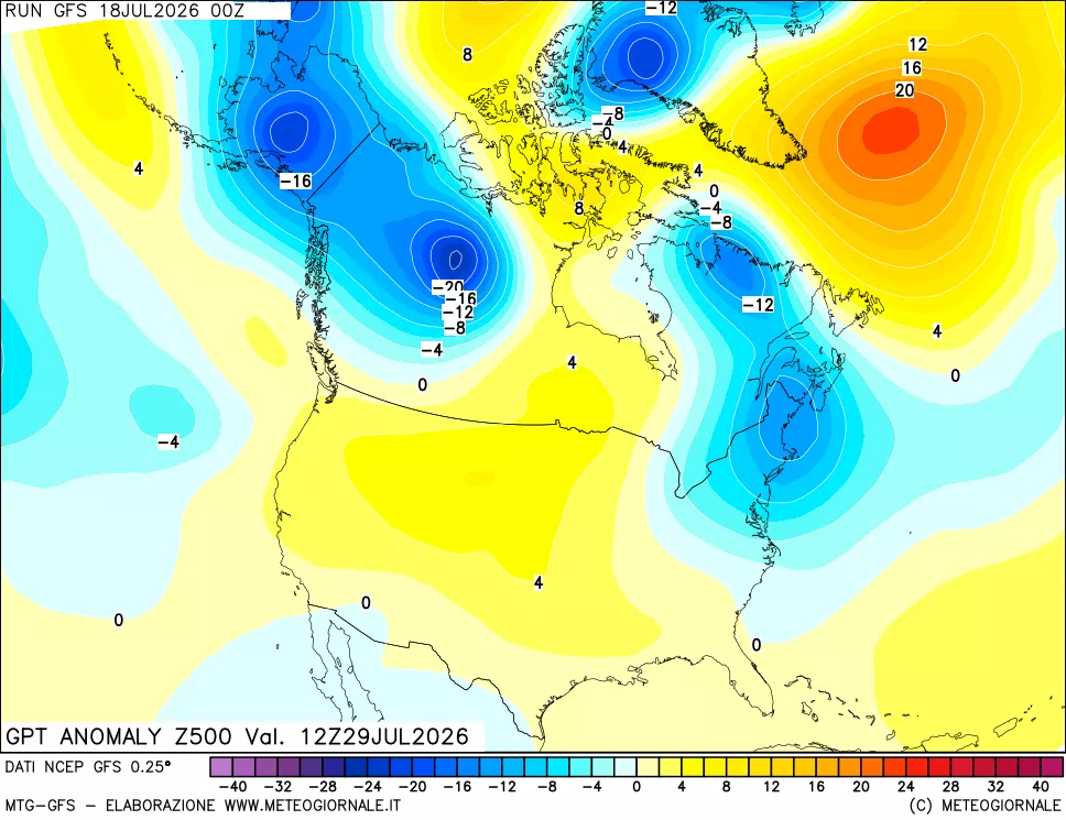 mappa 500 hPa GPT Anomaly vs Cli.No 1981-2010