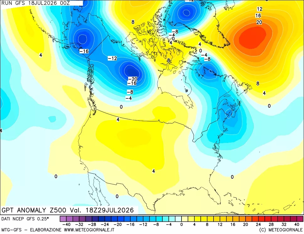 mappa 500 hPa GPT Anomaly vs Cli.No 1981-2010
