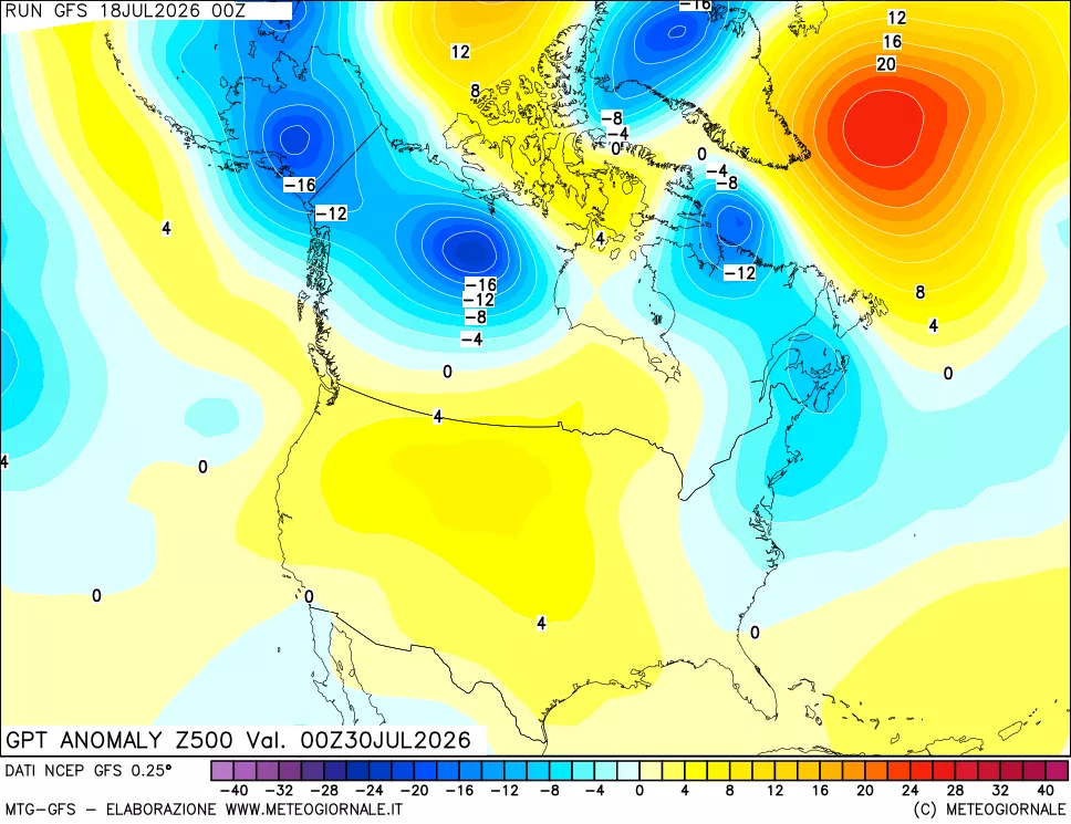 mappa 500 hPa GPT Anomaly vs Cli.No 1981-2010