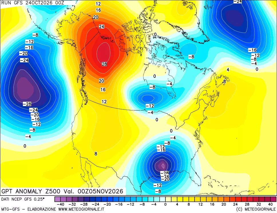 mappa 500 hPa GPT Anomaly vs Cli.No 1981-2010