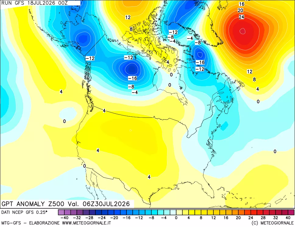 mappa 500 hPa GPT Anomaly vs Cli.No 1981-2010