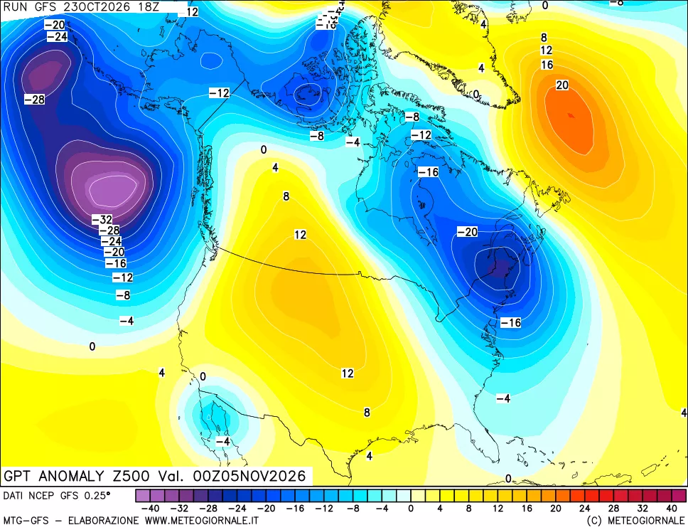 mappa 500 hPa GPT Anomaly vs Cli.No 1981-2010