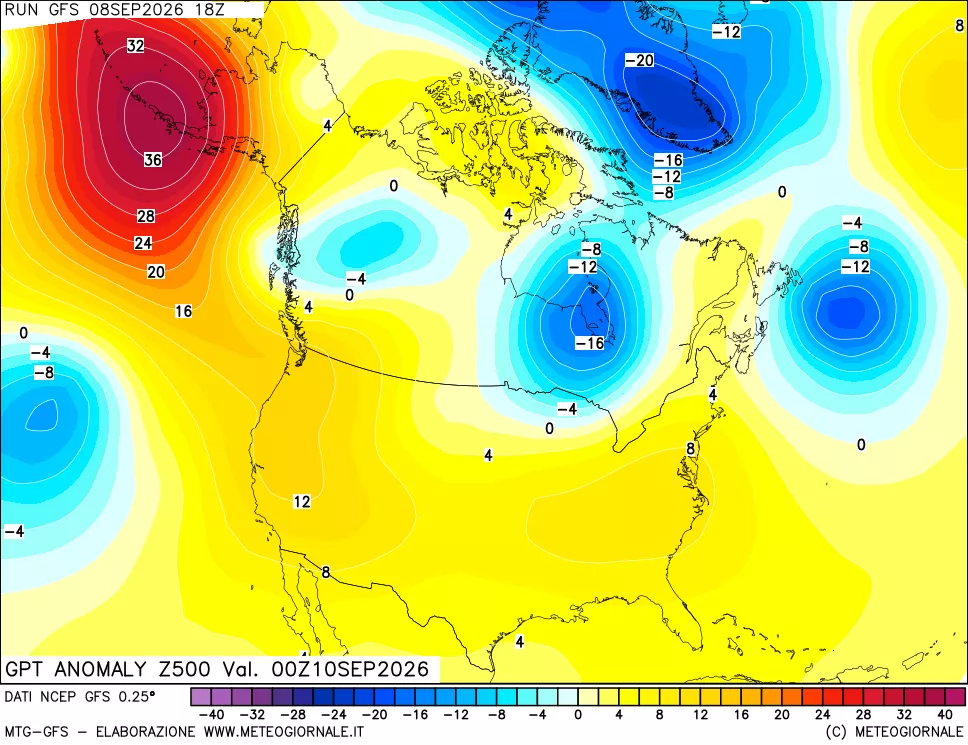 mappa 500 hPa GPT Anomaly vs Cli.No 1981-2010