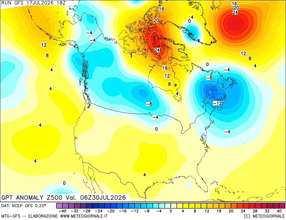 mappa 500 hPa GPT Anomaly vs Cli.No 1981-2010