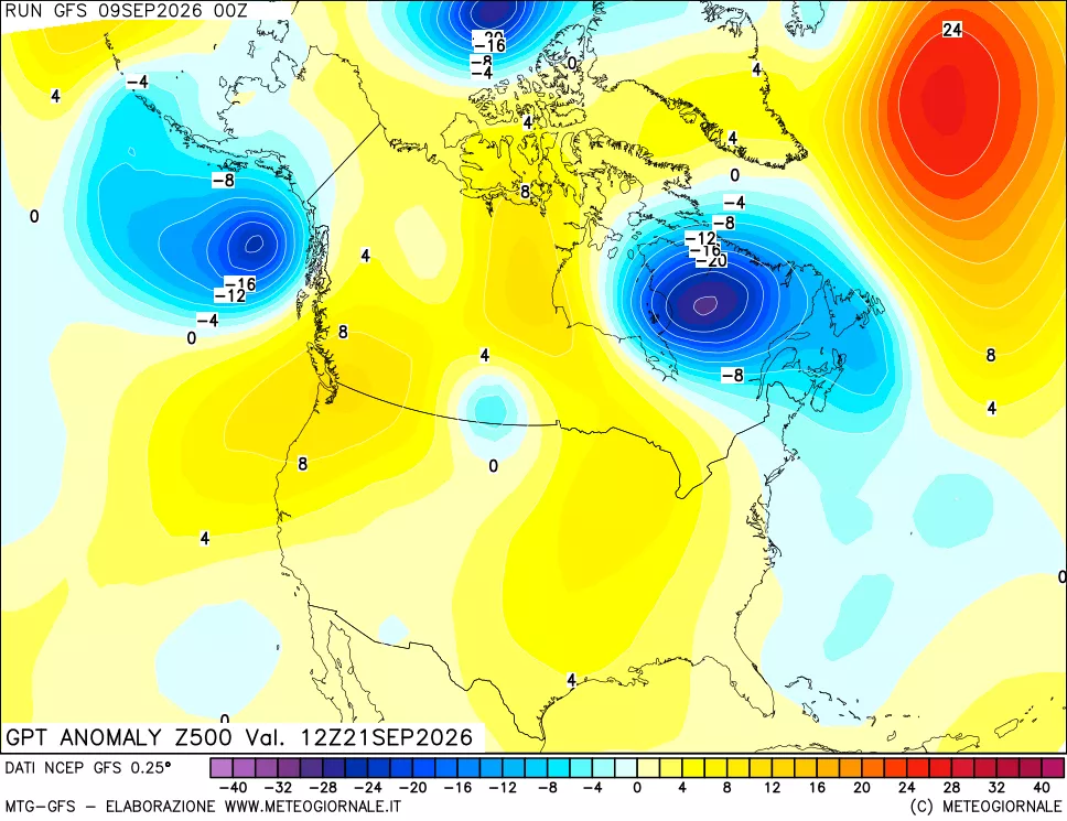 mappa 500 hPa GPT Anomaly vs Cli.No 1981-2010