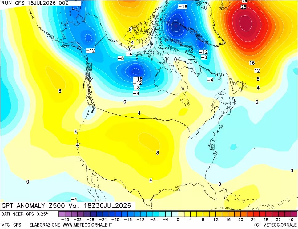 mappa 500 hPa GPT Anomaly vs Cli.No 1981-2010