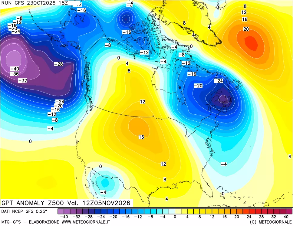 mappa 500 hPa GPT Anomaly vs Cli.No 1981-2010
